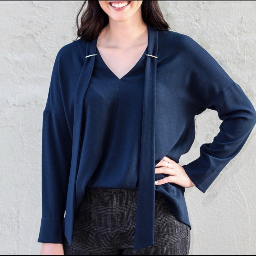 Tibi Crepe Easy V-Neck Top